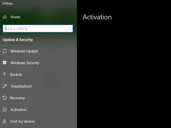 Activation Settings Page is blank in Windows 10 or 11