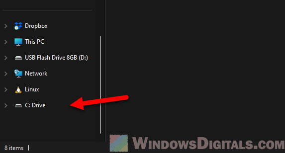 Add C Drive to Left Pane in File Explorer