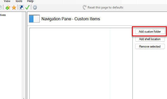 Add custom folder or drive to file explorer left pane