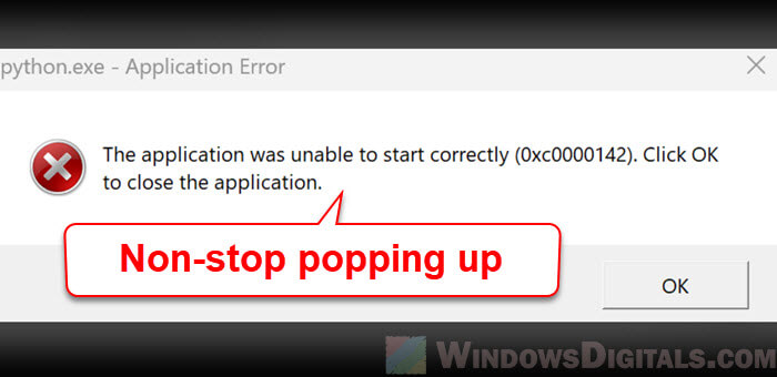 Application Error Won't Go Away on Windows 11