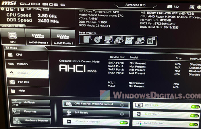 BIOS SSD AHCI Mode instead of IDE