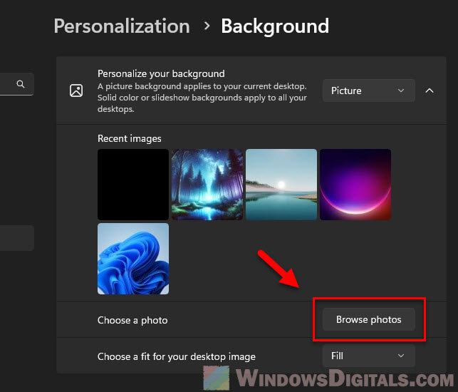 Change desktop background wallpaper in Windows 11