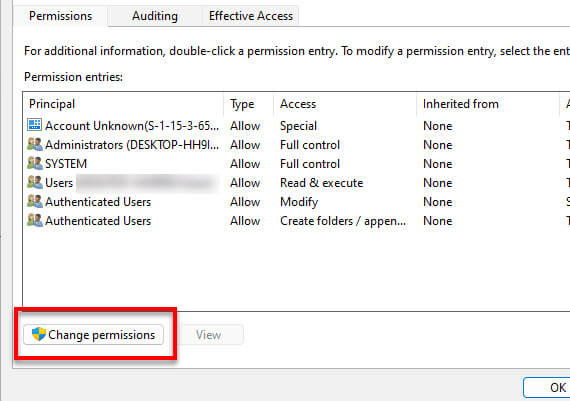 Change permissions Windows 11