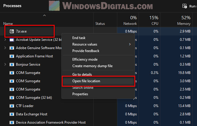 Check 7zr file location