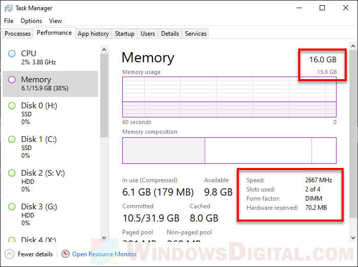 how to check ram mhz windows 10