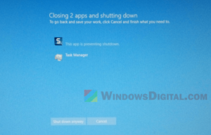 Closing 1 App And Shutting Down In Windows 11/10 (Fix)