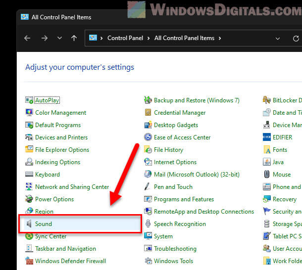 Control Panel Sound Settings Windows 11