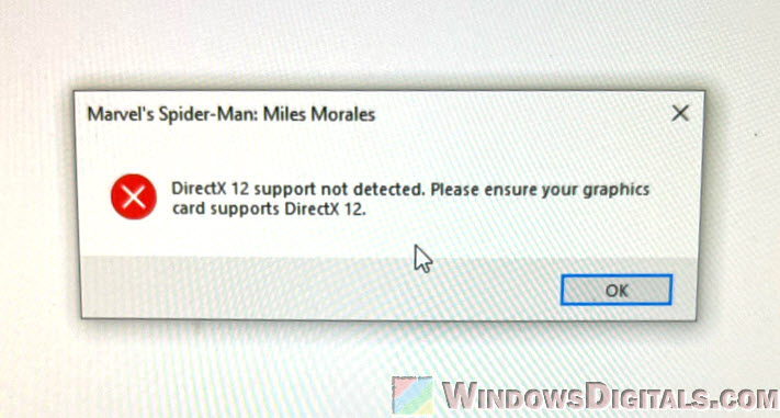 DirectX 12 support not detected