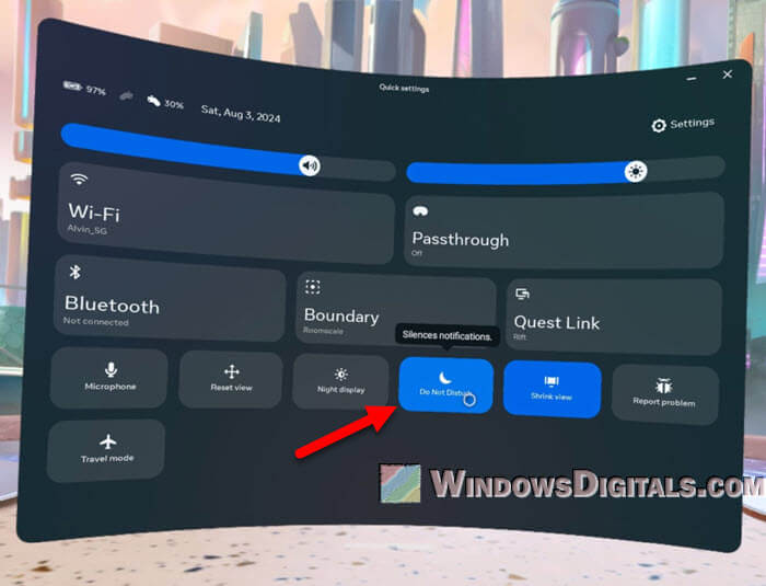 Disable Do not disturb on Oculus Quest 3