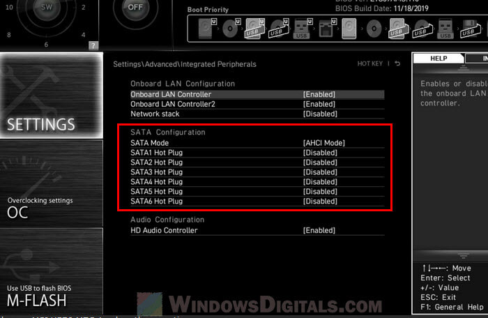 Disable hot-swap in BIOS