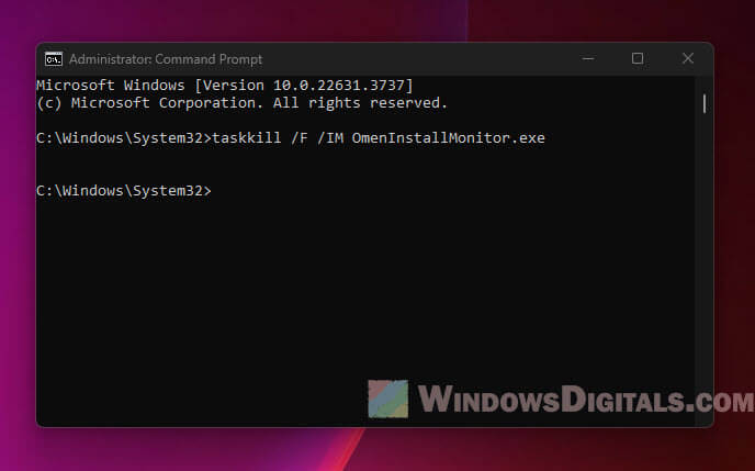 Disable the HP.OMEN.OMENInstallMonitor process Windows 11