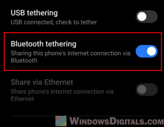 Enable Bluetooth tethering for PC