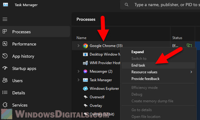 End Task Chrome in Windows 11