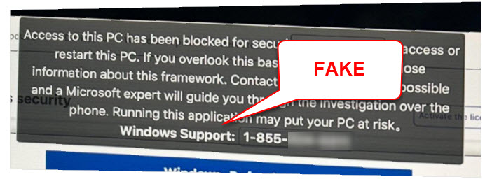 Fake Microsoft Support Phone Number Scam