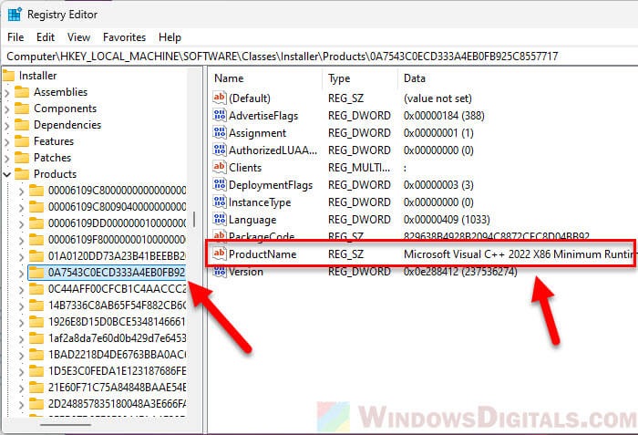 Find Microsoft Visual C++ 2019 X86 Minimum Runtime Registry keys