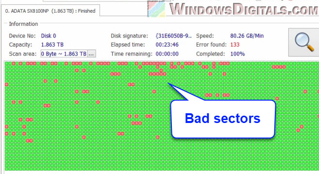 HDD or SSD bad sectors