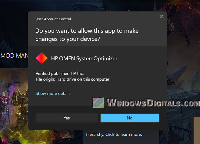 HP.OMEN.SystemOptimizer UAC keeps popping up