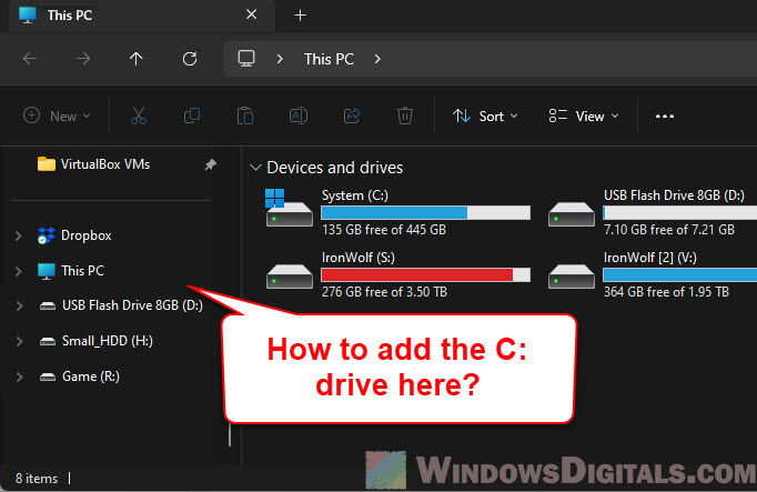 How to Add C Drive to Left Navigation Pane in File Explorer on Windows 11