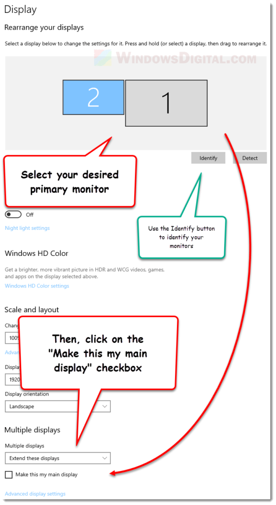 How To Change Main Display / Primary Monitor On Windows 10