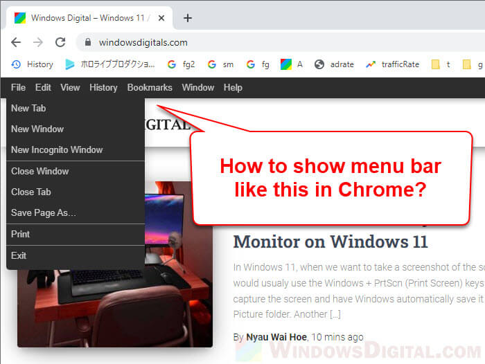 How To Show Menu Bar In Chrome Missing 