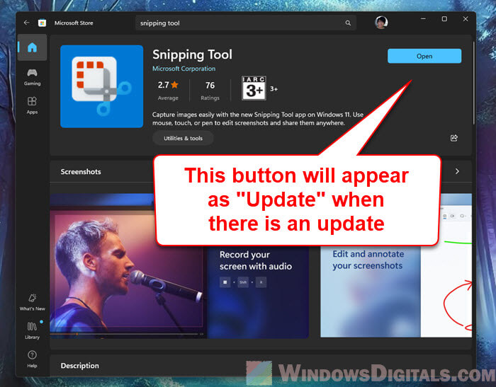 How to Update Snipping Tool to latest version in Windows 11