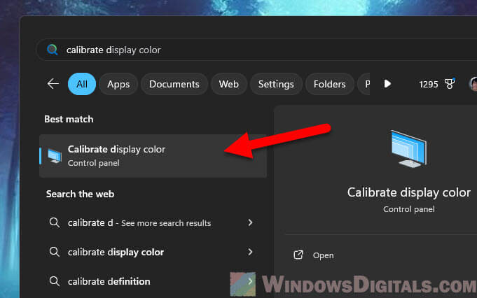 How to open Calibrate display color