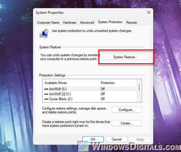 How to open System Restore in Windows 11