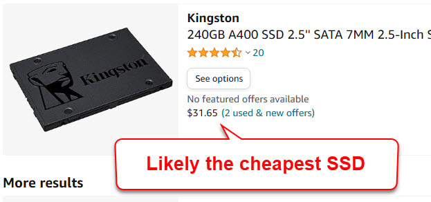 Kingston A400 SSD price