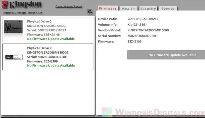 Kingston SSD Manager Firmware Update