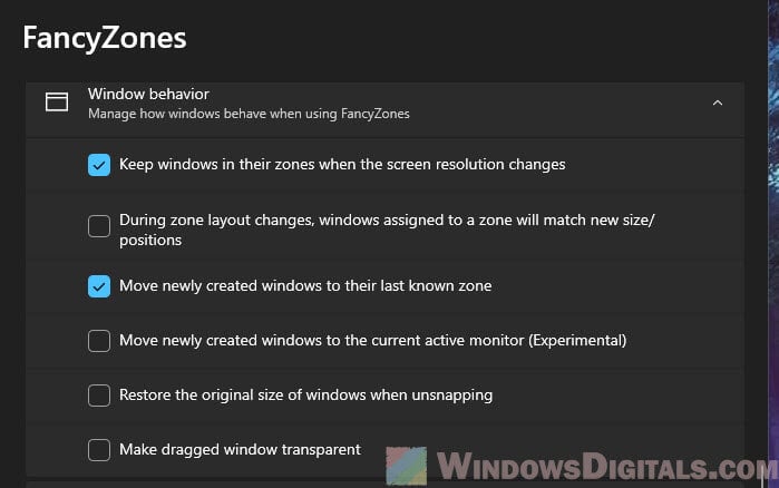 Make FancyZones remember window size zone and position