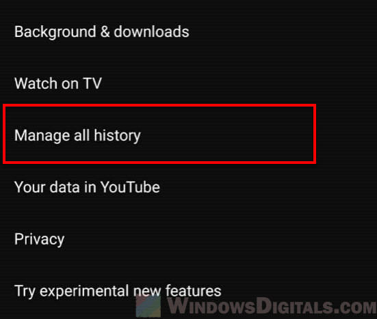 Manage all history on YouTube