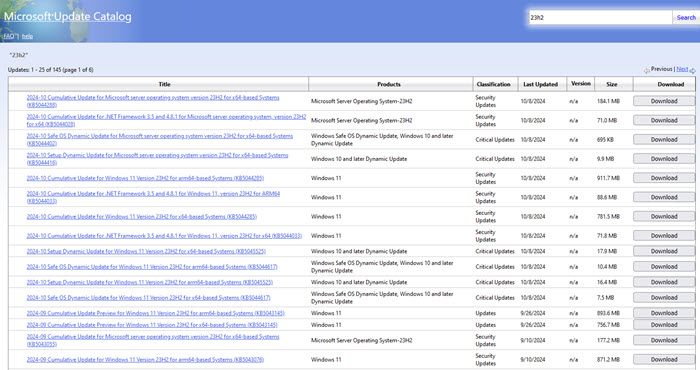 Manually download KB updates from Microsoft Catalog