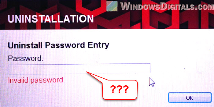 McAfee Asks for a Password to Uninstall