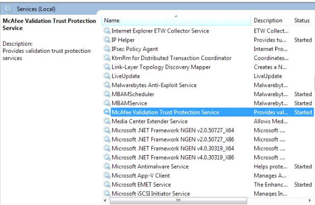 McAfee services