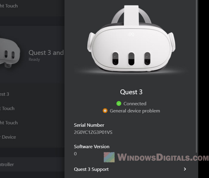 Meta Quest 3 General Device Problem in Link Cable