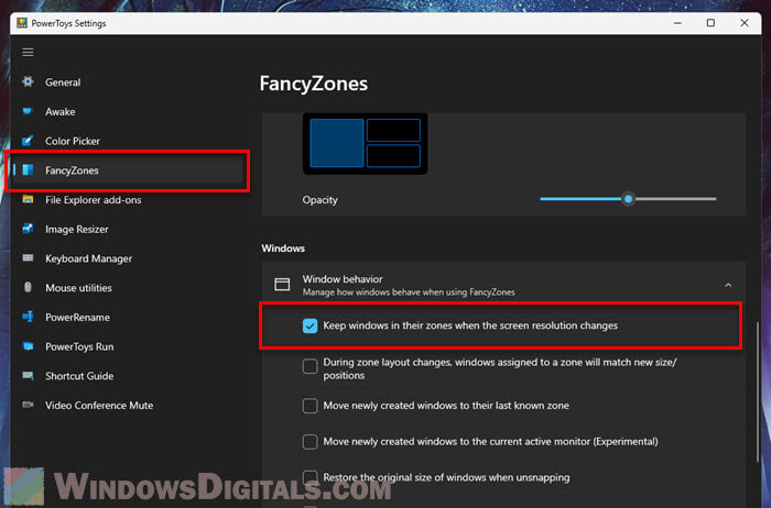 Microsoft PowerToys FancyZones to fix windows shift when resolution changes