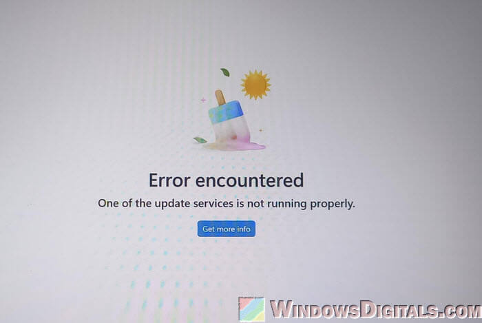 Microsoft Store Error encountered One of the update services is not running properly
