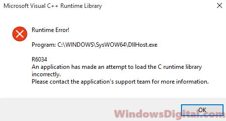 Microsoft Visual C Runtime Library Error Windows 10 Fix