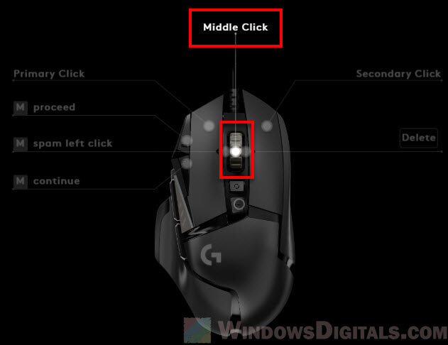 Mouse middle click button