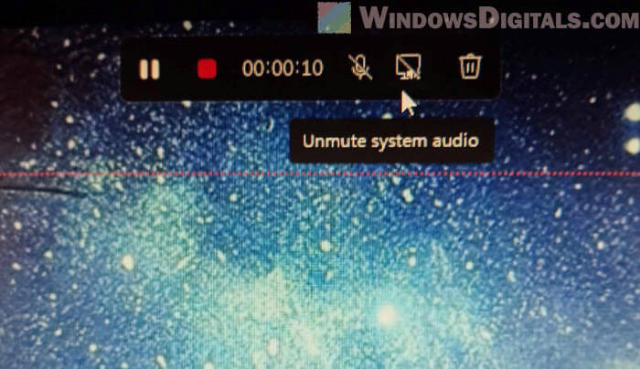 Mute and unmute system audio when recording video with Snipping Tool