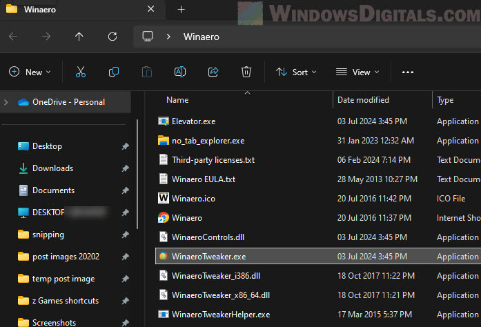 Open Winaero Tweaker in Windows 11