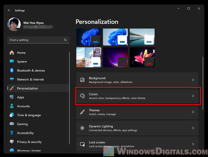 Personalize Color Settings in Windows 11