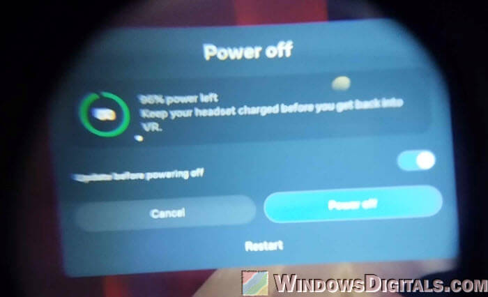 Power off or restart Meta Oculus Quest 3 headset