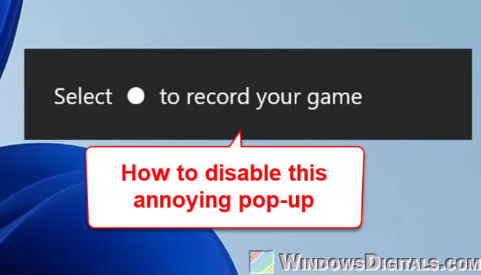 Select to record your game pop up in Windows 11