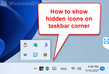 show hidden icons button