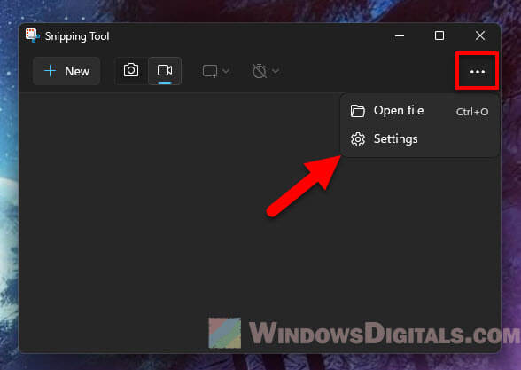 Snipping Tool Settings in Windows 11