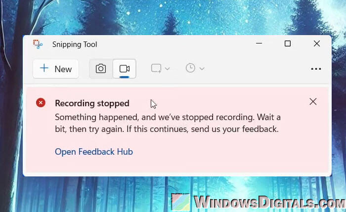 Snipping Tool Video Record Not Working in Windows 11