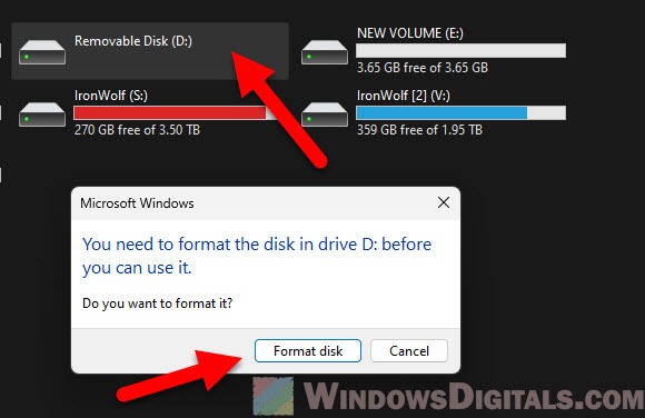 USB Drive not showing disk space This PC format