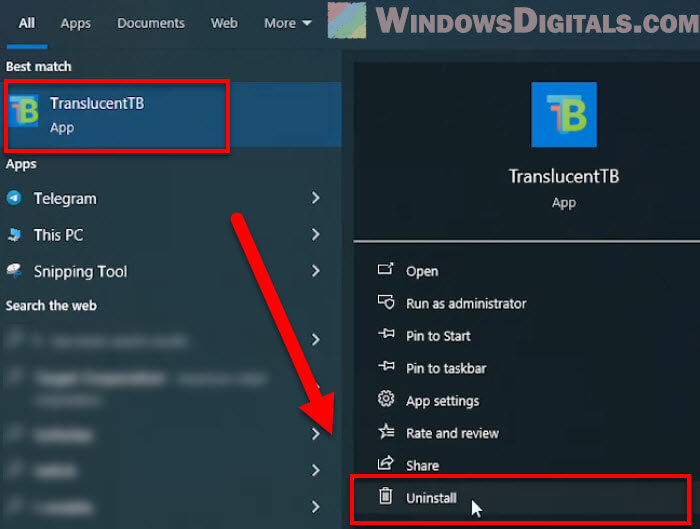 Uninstall TranslucentTB to fix desktop explorer crashes