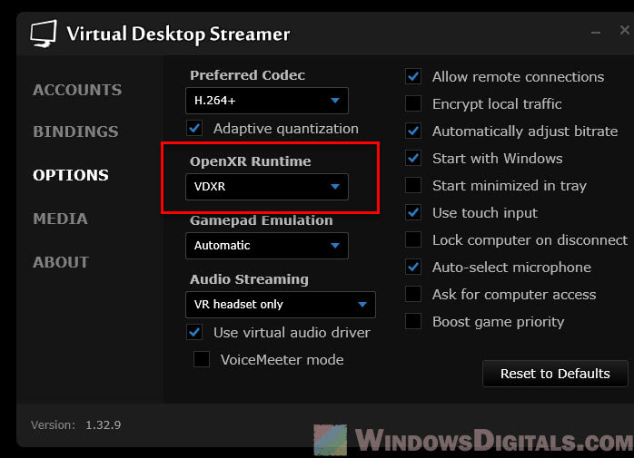 Virtual Desktop OpenXR Runtime VDXR